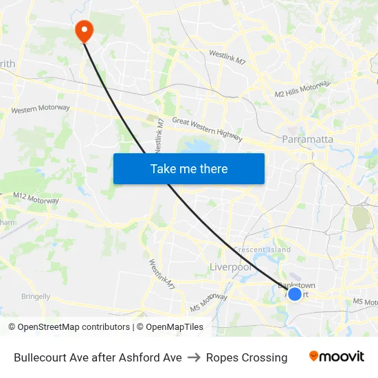 Bullecourt Ave after Ashford Ave to Ropes Crossing map
