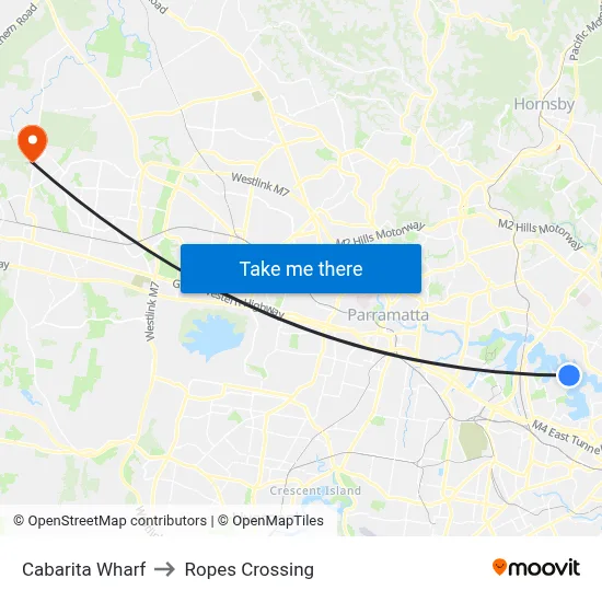 Cabarita Wharf to Ropes Crossing map