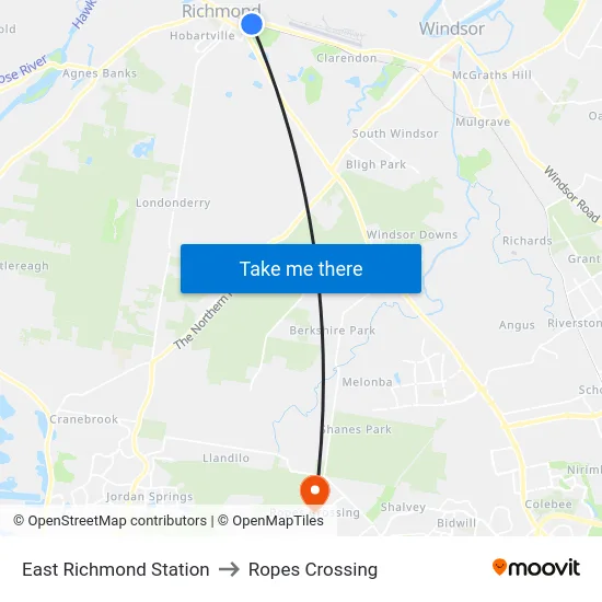 East Richmond Station to Ropes Crossing map