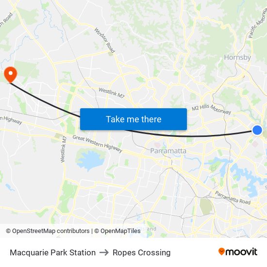 Macquarie Park Station to Ropes Crossing map