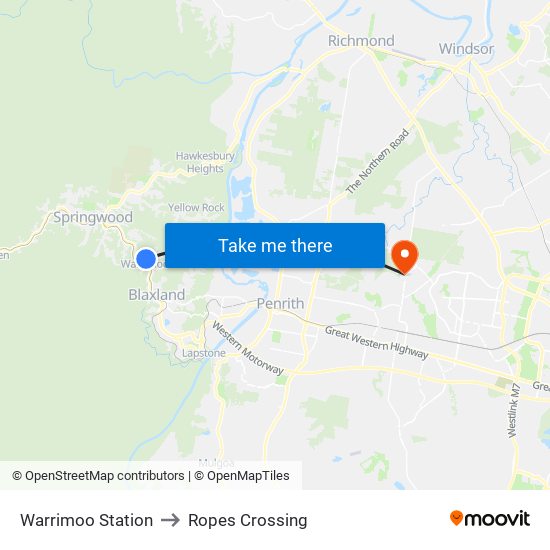 Warrimoo Station to Ropes Crossing map
