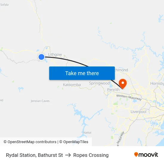 Rydal Station, Bathurst St to Ropes Crossing map