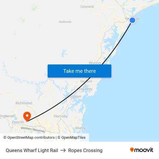 Queens Wharf Light Rail to Ropes Crossing map