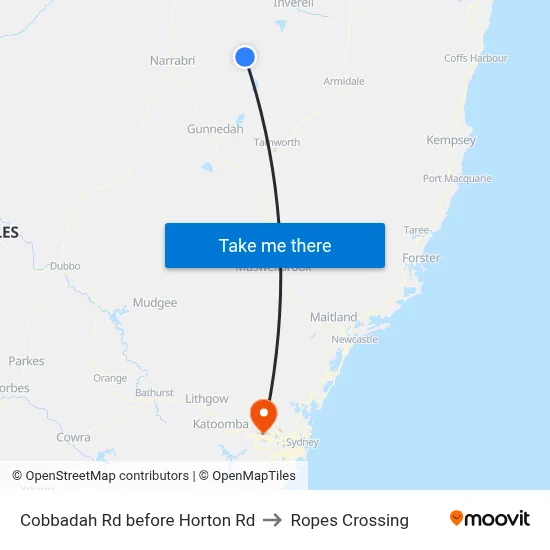 Cobbadah Rd before Horton Rd to Ropes Crossing map