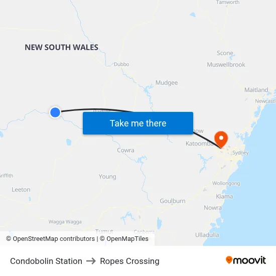 Condobolin Station to Ropes Crossing map