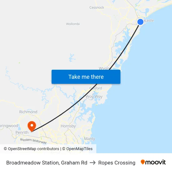 Broadmeadow Station, Graham Rd to Ropes Crossing map