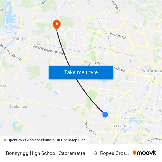 Bonnyrigg High School, Cabramatta Rd West to Ropes Crossing map