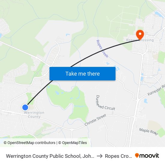 Werrington County Public School, John Batman Ave to Ropes Crossing map