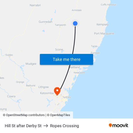 Hill St after Derby St to Ropes Crossing map