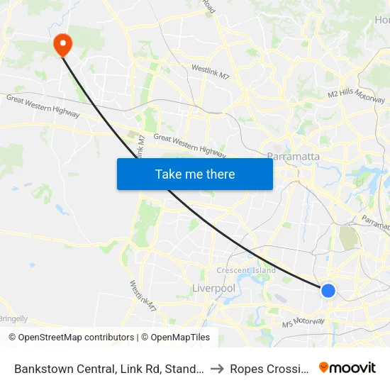 Bankstown Central, Link Rd, Stand A to Ropes Crossing map
