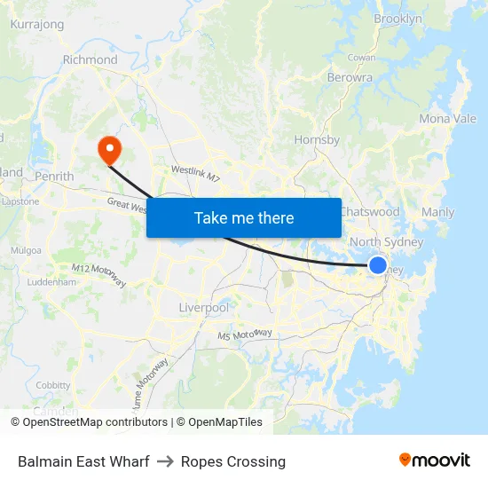 Balmain East Wharf to Ropes Crossing map