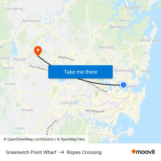 Greenwich Point Wharf to Ropes Crossing map