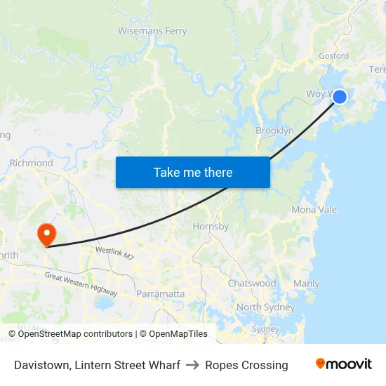 Davistown, Lintern Street Wharf to Ropes Crossing map