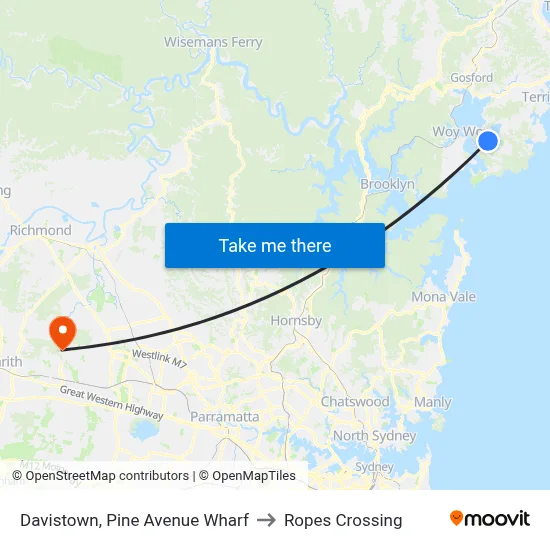 Davistown, Pine Avenue Wharf to Ropes Crossing map
