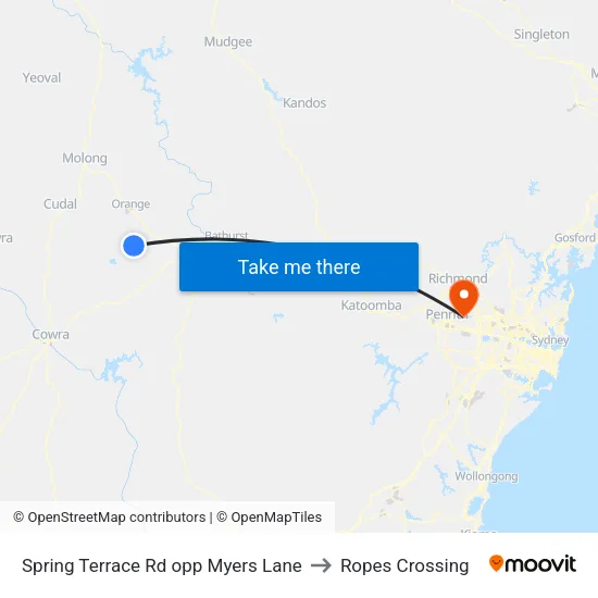 Spring Terrace Rd opp Myers Lane to Ropes Crossing map