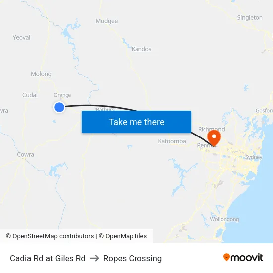 Cadia Rd at Giles Rd to Ropes Crossing map