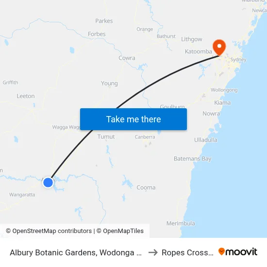 Albury Botanic Gardens, Wodonga Place to Ropes Crossing map