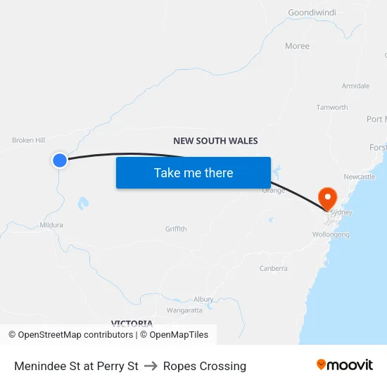 Menindee St at Perry St to Ropes Crossing map