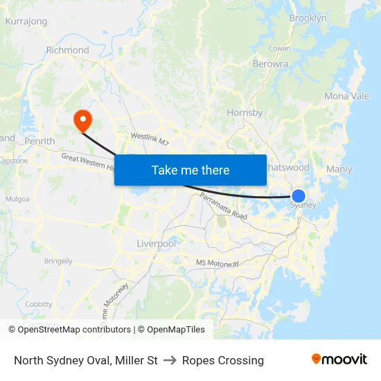 North Sydney Oval, Miller St to Ropes Crossing map