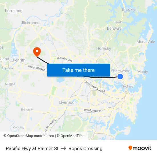 Pacific Hwy at Palmer St to Ropes Crossing map