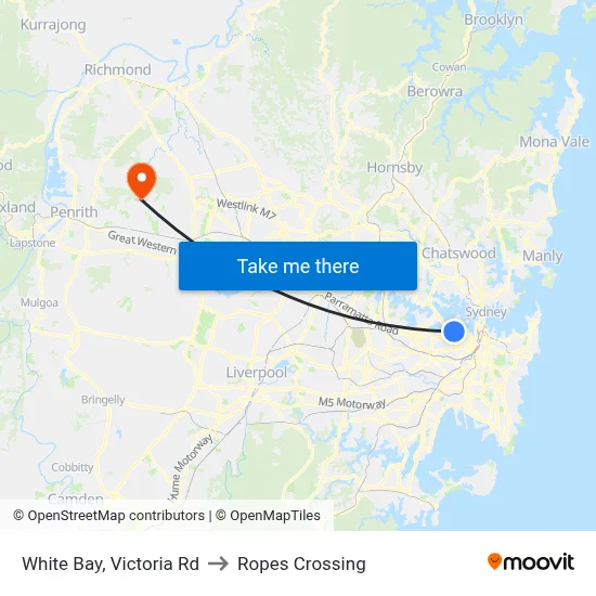 White Bay, Victoria Rd to Ropes Crossing map