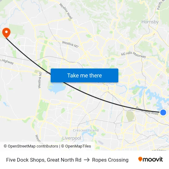 Five Dock Shops, Great North Rd to Ropes Crossing map