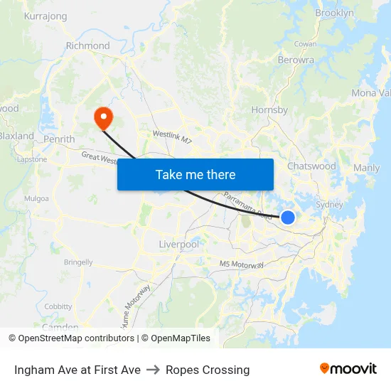 Ingham Ave at First Ave to Ropes Crossing map