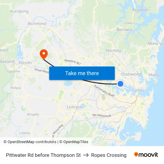 Pittwater Rd before Thompson St to Ropes Crossing map