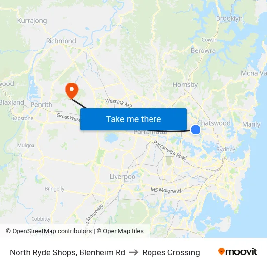 North Ryde Shops, Blenheim Rd to Ropes Crossing map
