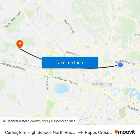 Carlingford High School, North Rocks Rd to Ropes Crossing map