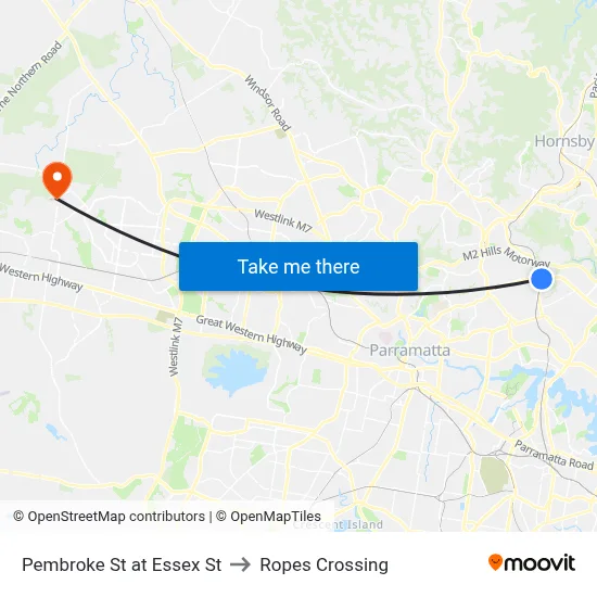 Pembroke St at Essex St to Ropes Crossing map
