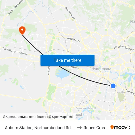 Auburn Station, Northumberland Rd, Stand C to Ropes Crossing map