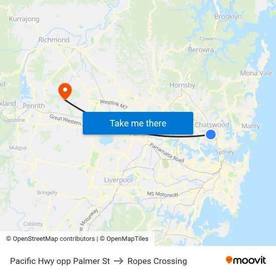 Pacific Hwy opp Palmer St to Ropes Crossing map