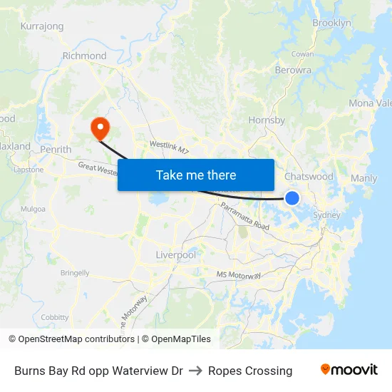 Burns Bay Rd opp Waterview Dr to Ropes Crossing map