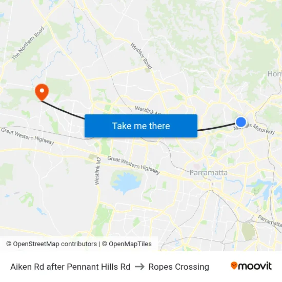 Aiken Rd after Pennant Hills Rd to Ropes Crossing map