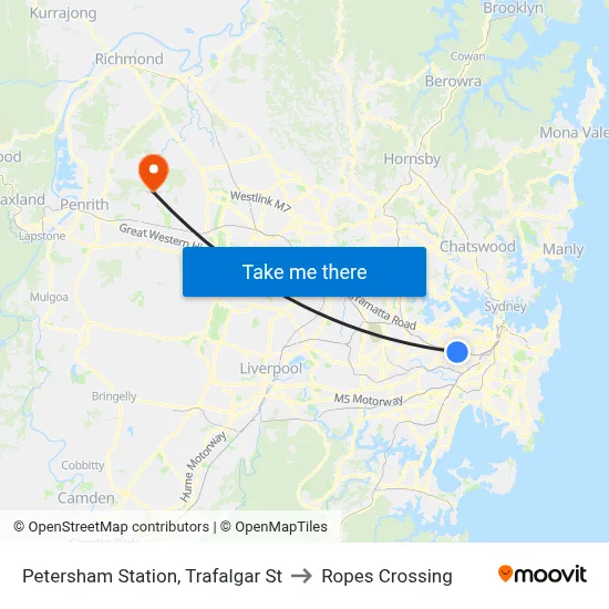 Petersham Station, Trafalgar St to Ropes Crossing map