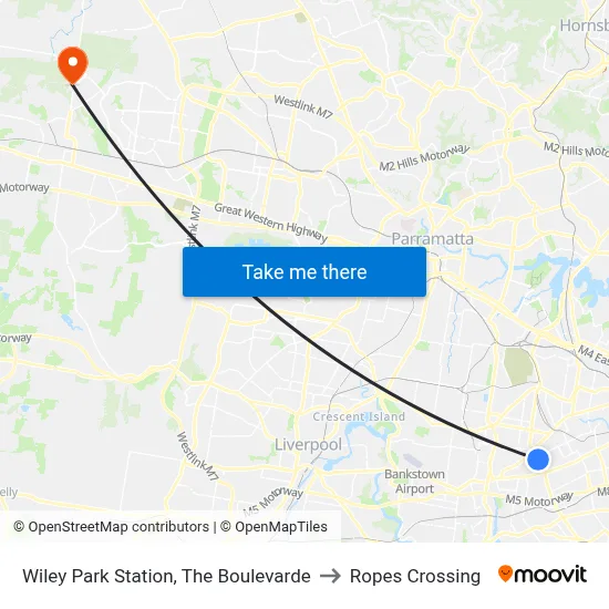 Wiley Park Station, The Boulevarde to Ropes Crossing map
