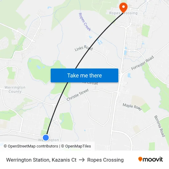 Werrington Station, Kazanis Ct to Ropes Crossing map