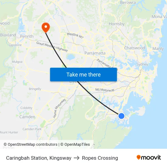 Caringbah Station, Kingsway to Ropes Crossing map