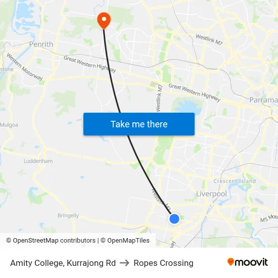 Amity College, Kurrajong Rd to Ropes Crossing map