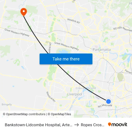Bankstown-Lidcombe Hospital, Artegall St to Ropes Crossing map