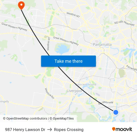 987 Henry Lawson Dr to Ropes Crossing map