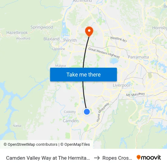 Camden Valley Way at The Hermitage Way to Ropes Crossing map