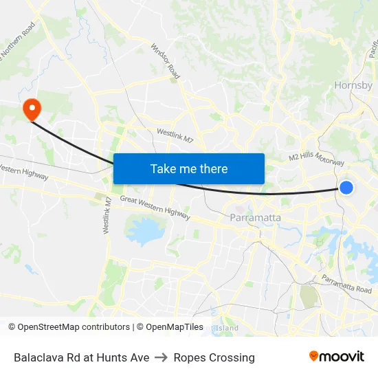 Balaclava Rd at Hunts Ave to Ropes Crossing map