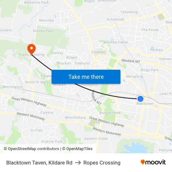 Blacktown Taven, Kildare Rd to Ropes Crossing map