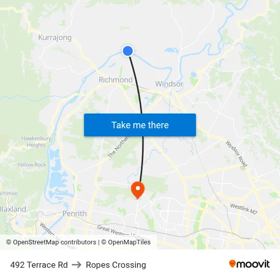 492 Terrace Rd to Ropes Crossing map