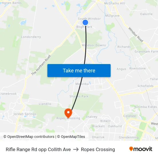 Rifle Range Rd opp Collith Ave to Ropes Crossing map