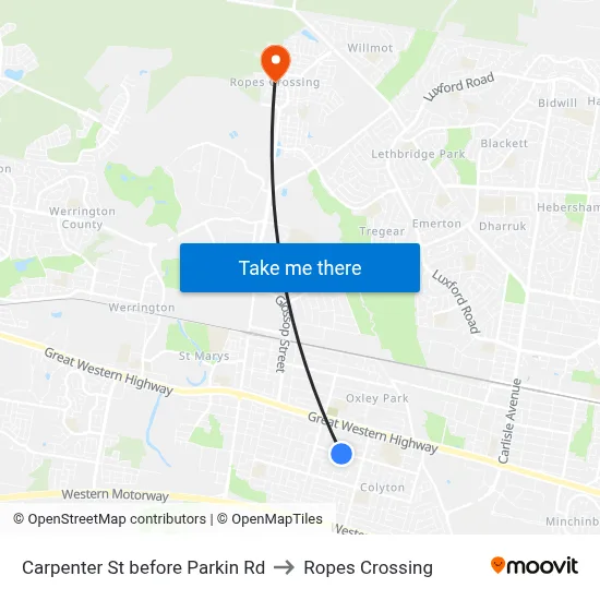 Carpenter St before Parkin Rd to Ropes Crossing map