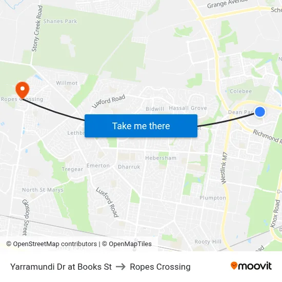 Yarramundi Dr at Books St to Ropes Crossing map