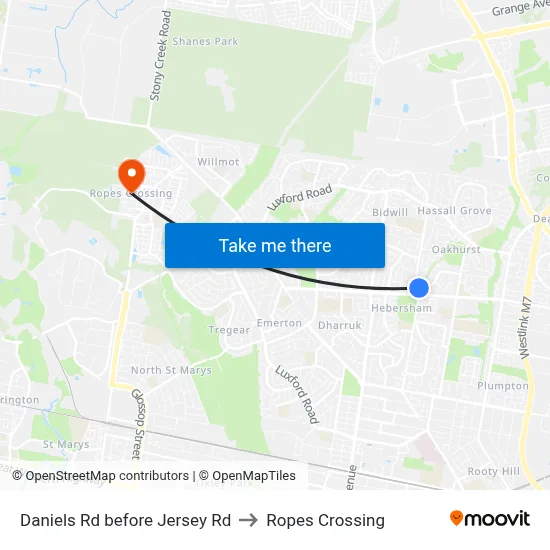 Daniels Rd before Jersey Rd to Ropes Crossing map